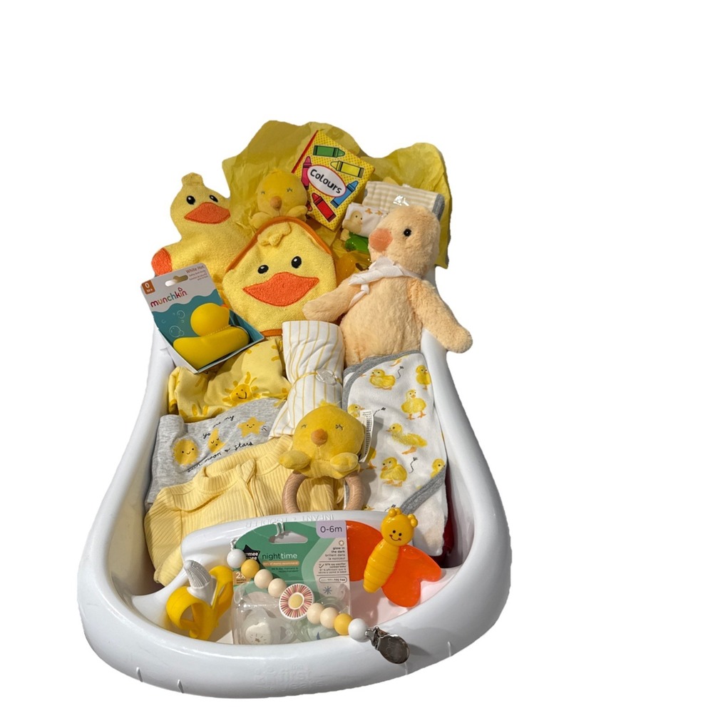 Baby Shower Bath Time New Baby Gift, Rubber Ducky Themed‎ Filled Newborn Bathtub